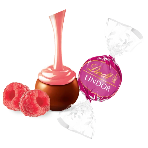 Raspberry and Cream Milk Chocolate LINDOR Truffles 800-pc Case (353 oz)